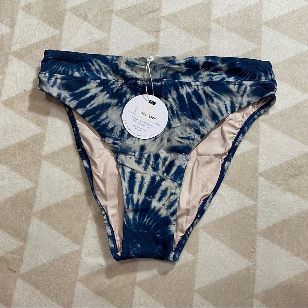 PQ Anthropologie tie dye high waist bikini bottoms full cut deep soul